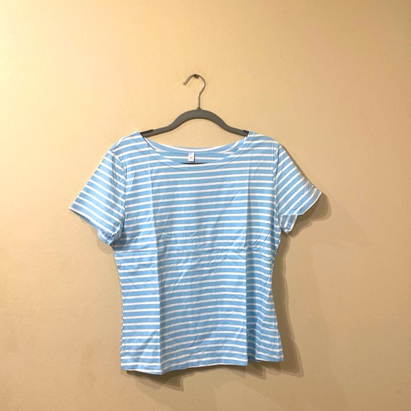 Nautical Blue & White Striped Short Sleeve Shirt XL? - Picture 1 of 4